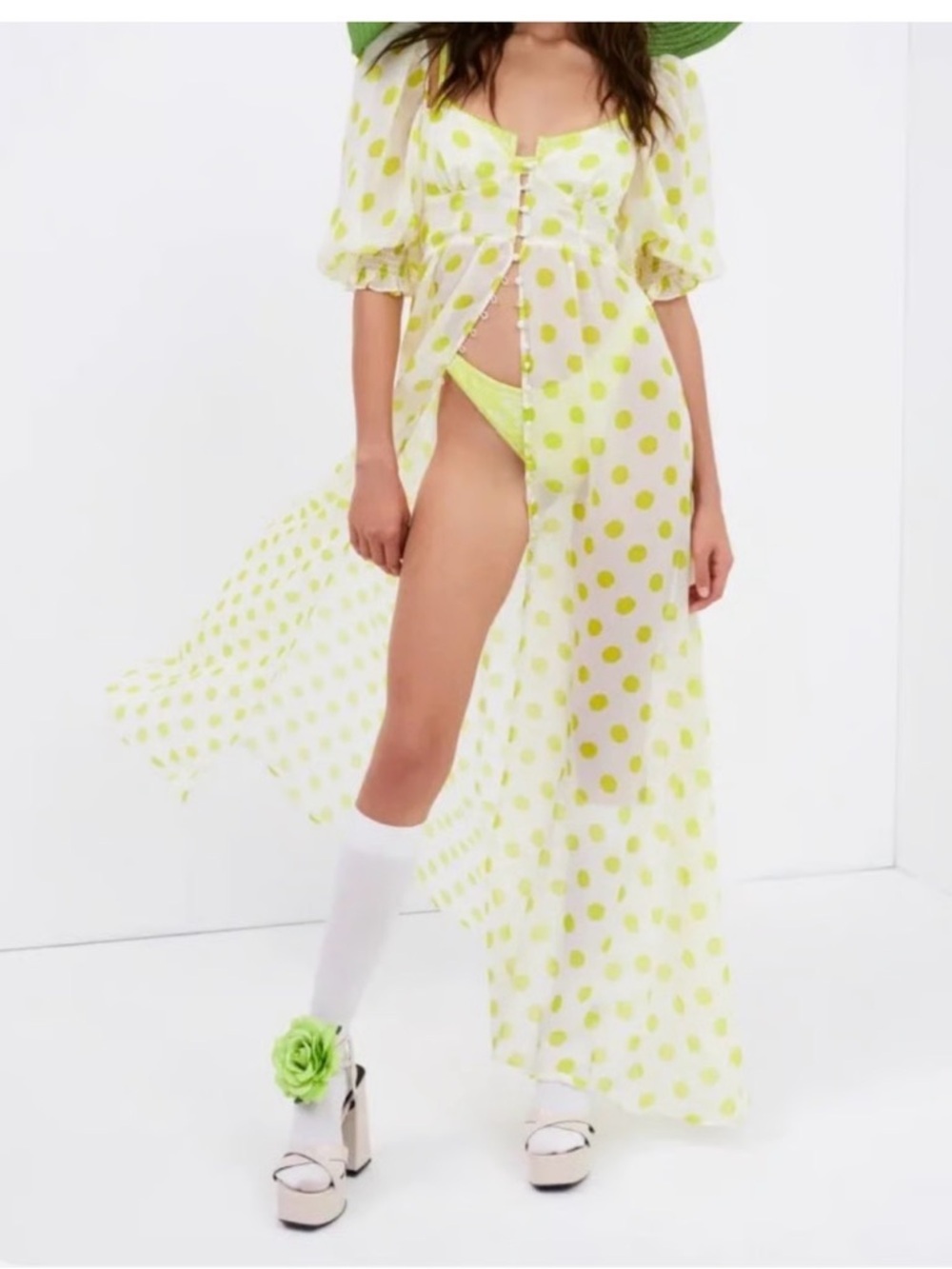 FOR LOVE & LEMONS Megan Maxi Polka Dot Dress